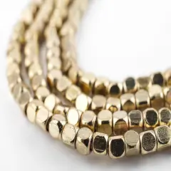 The Bead Chest Brass Rounded Cube Beads 3mm, Full Strand of Quality Metal Spacers for DIY Jewelry Design