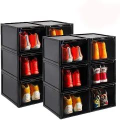 12Pcs Men Sneaker Shoes Box Large Plastic Magnetic Shoe Rack Storage Organizers