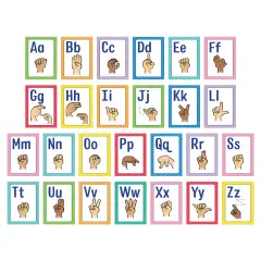 Carson Dellosa 26-Piece ASL Posters, 8.5" x 11" American Sign Language Wall Decor, Alphabet Cards for Bulletin Board, Classroom, Office Decorations, Teacher Supplies