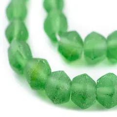 The Bead Chest Green Sea Glass Java Faceted Bicone Beads