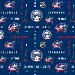 Sykel Enterprises NHL Team Cotton Fabric-Columbus Blue Jackets All Over Print Cotton Quilting Fabric
