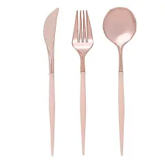 Heavy-duty Plastic Cutlery 24 pcs Blush and rose gold