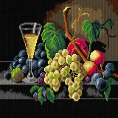 Gobelin canvas for halfstitch without yarn after Severin Roesen - Still Life with Champagne Glass 2961J