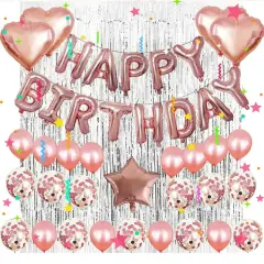 Hot Happy Birthday Decoration Multiple Color Banner Balloons Set Party Supplies Foil tinsel rose