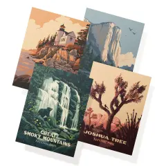 Twigs Paper - Assorted Vintage National Parks Greeting Cards - Stationery Cards with Envelopes - Thank You and Blank Note Cards - Greeting Cards for All Occasions - Made in USA (5.5 x 4.25,Set of 12)