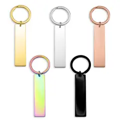 Blank Polished Stainless Steel Bar Keychain Pendant Rainbow