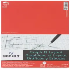 Canson Foundation Graph Pad - 11" x 17", 8" x 8" Grid, 40 Sheets