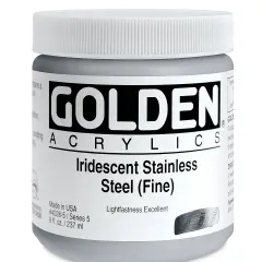 Golden Heavy Body Acrylic Paint - Iridescent Stainless Steel (Fine), 8 oz jar