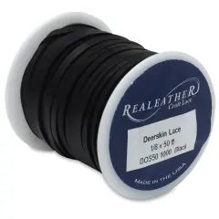Realeather Deerskin Lace - 1/8" x 50 ft, Black