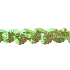 Belagio Sequin Trim, 1" Wide, Serpentine Design, 10-Yard Bolt, Lime