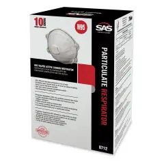 SAS Safety N95 Valved Active Carbon Respirator - Box of 10
