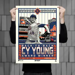 Phenom Gallery New York Mets Jacob DeGrom Back To Back Cy Young 18" x 24" Serigraph