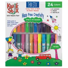 Kwik Stix Tempera Paint - Set of 24, Thin Stix, Assorted