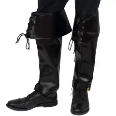 Faux Leather Pirate Boots - Over The Shoe Black Costume Bo... Laces for Medieval and Renaissance Costumes for Adults and Children
