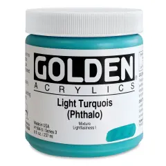 Golden Heavy Body Artist Acrylics - Light Turquoise (Phthalo), 8 oz Jar