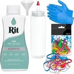Rit Dye Liquid Teal All-Purpose Dye 8oz, Pixiss Tie Dye Accessories Bundle