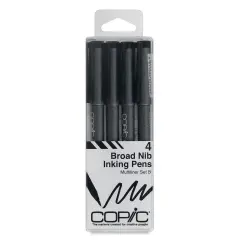 Copic Multiliner Pen - Black, Broad Nibs, Set of 4