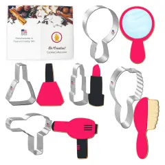 CookieCutter.com Diva 5 Piece Cookie Cutters Set, Mirror, Lipstick, Hair Brush, Nail Polish, Hair Dryer, Tin Plate Steel, USA