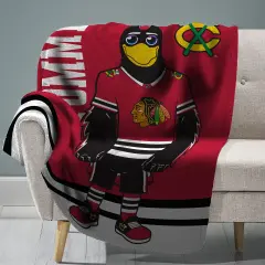 Sleep Squad Chicago Blackhawks Tommyhawk 60&rdquo; x 80&rdquo; Raschel Plush Hockey Blanket