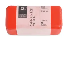 R&F Encaustic Paint Block - Cadmium Red Medium, 104 ml block