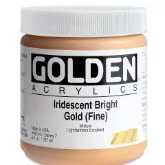 Golden Heavy Body Artist Acrylics - Iridescent Bright Gold (Fine)(65), 8 oz Jar