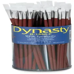 Dynasty Synthetic White Bristle Brush Canister - Flat, Long Handle, Canister of 60