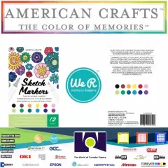 American Crafts - Sketch Markers Collection - Dual Tip - Chisel and Fine Point - 12 Color Pack 34007549