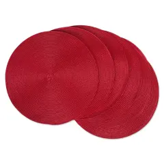 PLACEMAT ROUND WOVEN RED Set of 6