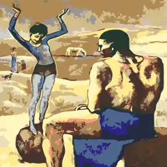 Artwille DIY Paint by Numbers for Adults and Kids, Acrylic Painting Kit - "The girl on the ball", 13.8 x 17.7 in