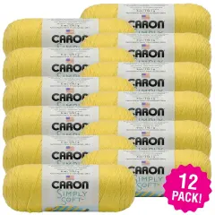Multipack of 12 - Caron Simply Soft Solids Yarn-Lemonade