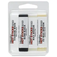 Enkaustikos Hot Sticks Encaustic Paints - Set of 4, Basic Colors, 13 ml Sticks