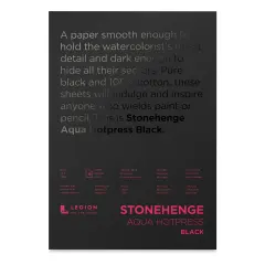 Legion Stonehenge Aqua Black Watercolor Paper Pad - 10" x 14", Hot Press, 15 Sheets