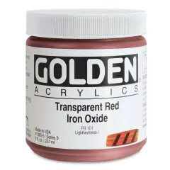 Golden Heavy Body Artist Acrylics - Transparent Red Iron Oxide, 8 oz Jar