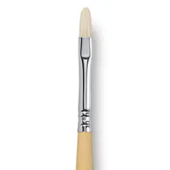 Escoda Clasico Chungking White Bristle Brush - Short Filbert, Long Handle, Size 6