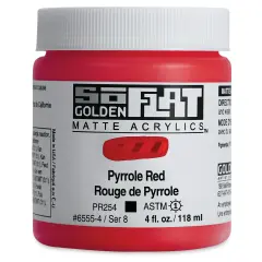 Golden SoFlat Matte Acrylic Paint - Pyrrole Red, 118 ml, Jar