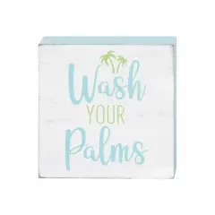 Wash Your Palms Wood Block Shelf Sitter