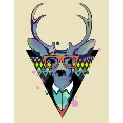 Artwille DIY Paint by Numbers for Adults and Kids, Acrylic Painting Kit - "Cool Deer", 13.8 x 17.7 in
