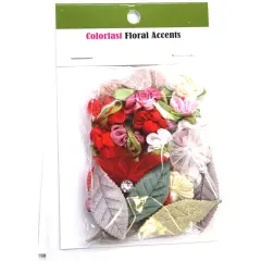 Belagio Colorfast Floral Accents, Assortment of Flowers, 25 Piece Pack, Red