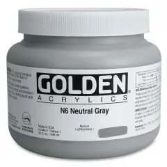 Golden Heavy Body Artist Acrylics - Neutral Gray N6, 32 oz Jar