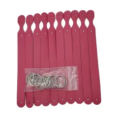 Blank Leather Keychains &ndash; 3/4" Full Grain DIY Kit (10 Pack)-Promotional-Fundraising-Personalized Gifts Hot Pink