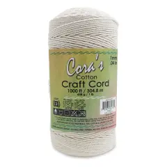 Pepperell Cotton Craft Cord - Natural, 1 mm, 1000 ft