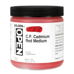 Golden Open Acrylics - Cadmium Red Medium, 8 oz Jar