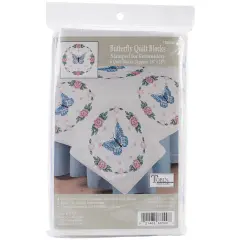 Tobin Stamped White Quilt Blocks 18"X18" 6/Pkg-Butterfly Rose