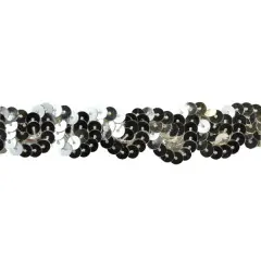 Belagio Sequin Trim, 1" Wide, Serpentine Design, 10-Yard Bolt, Silver