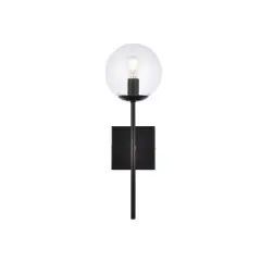 Neri 1 light black and clear glass wall sconce