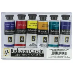 Richeson Casein Paint the Shiva Series - Theory Set, Set of 6 colors, 37 ml tubes