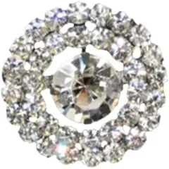 Belagio Rhinestone Shank Button, 0.75" Diameter, 1 Piece, Circle Design, Silver/Crystal