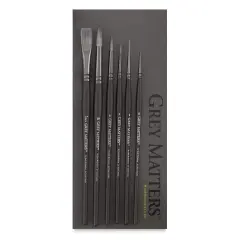 Richeson Grey Matters Brush Set - Synthetic Watercolor Brushes, Short Handle, Set of 6