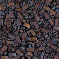 Miyuki Half Tila Bead, HTL-2005, Matte Metallic Dark Raspberry Iris