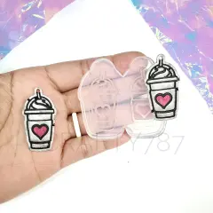 Cold Coffee with Heart Dangle Silicone Mold 1.5in(C1)